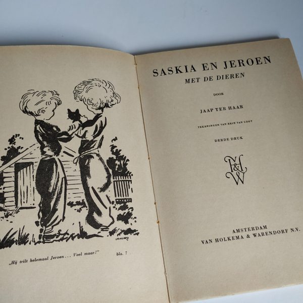 Vintage Boek Saskia en Jeroen met de Dieren
