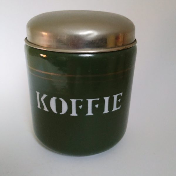 Emaille voorraadbussen koffie-thee-suiker (groen) (2)