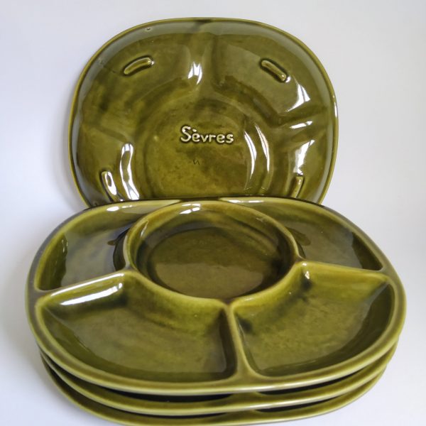Fondue – gourmet borden Sevres – 4 stuks – groen (1)
