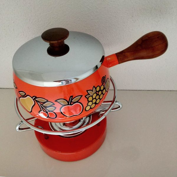 Fondue set oranje met fruit erop (2)