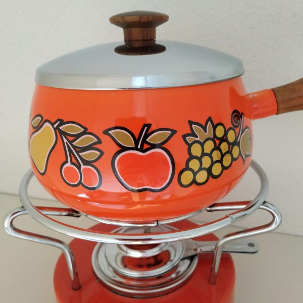 Fondue set oranje met fruit erop (3)