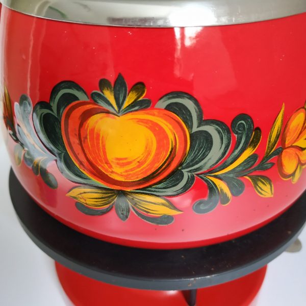 Fondue set – rood – tomaat met bloemen (2)