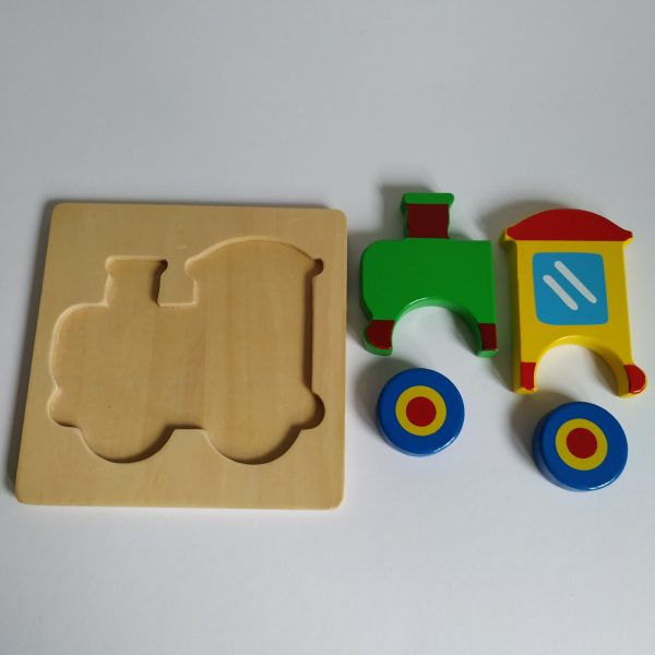 Puzzel eend ( 5 stukken) en trein ( 4 stukken) 14×14 cm (3)