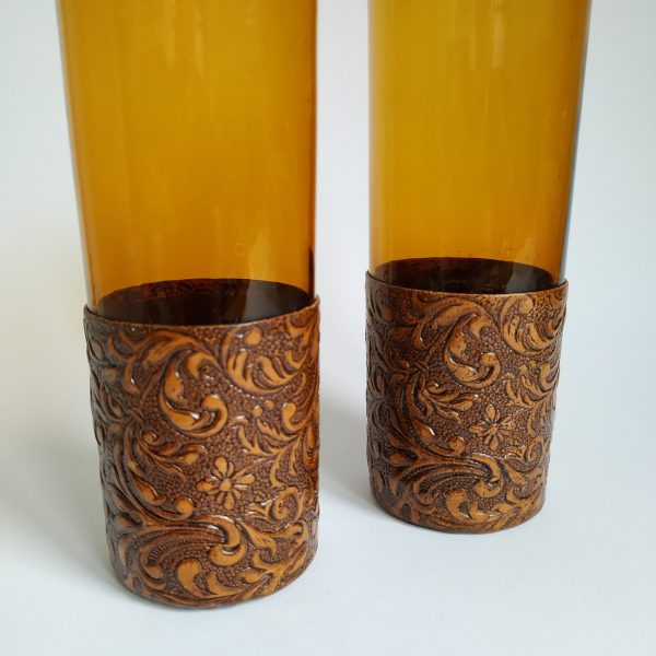 Drinkglazen 2 stuks – kleur amber hoogte 17 cm – diameter 6 cm (4)