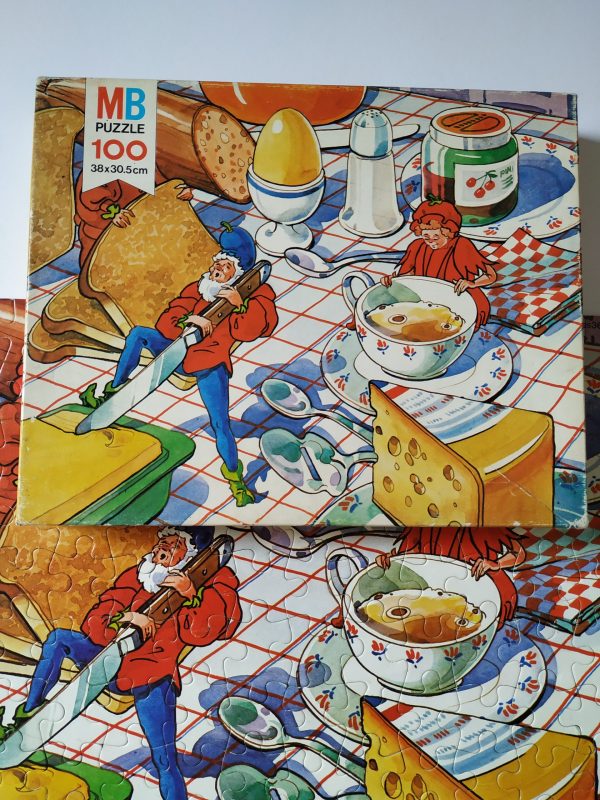 Puzzel Pinkeltje – 100 stukjes – afbeelding met brood-kaas-boter (2)