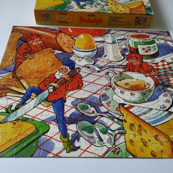 Puzzel Pinkeltje – 100 stukjes – afbeelding met brood-kaas-boter (5)