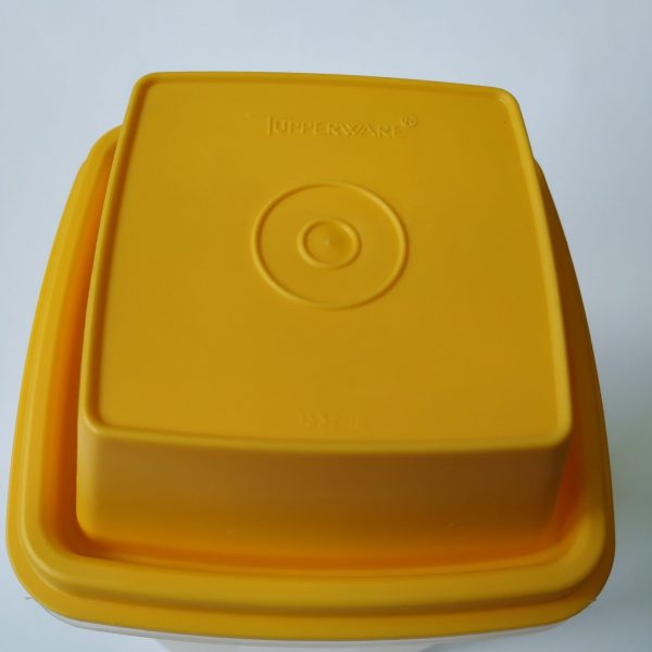 Augurkenpot Tupperware zeef met lift (geel) (4)