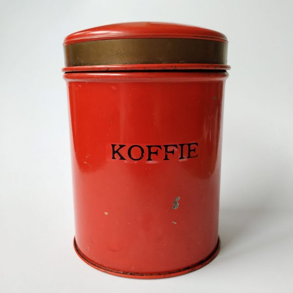 Blikken Rood- Koffie-Thee-Suiker met goudkleurige rand (3)