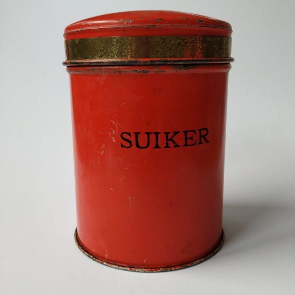 Vintage Rode Blikken Koffie/Thee/Suiker