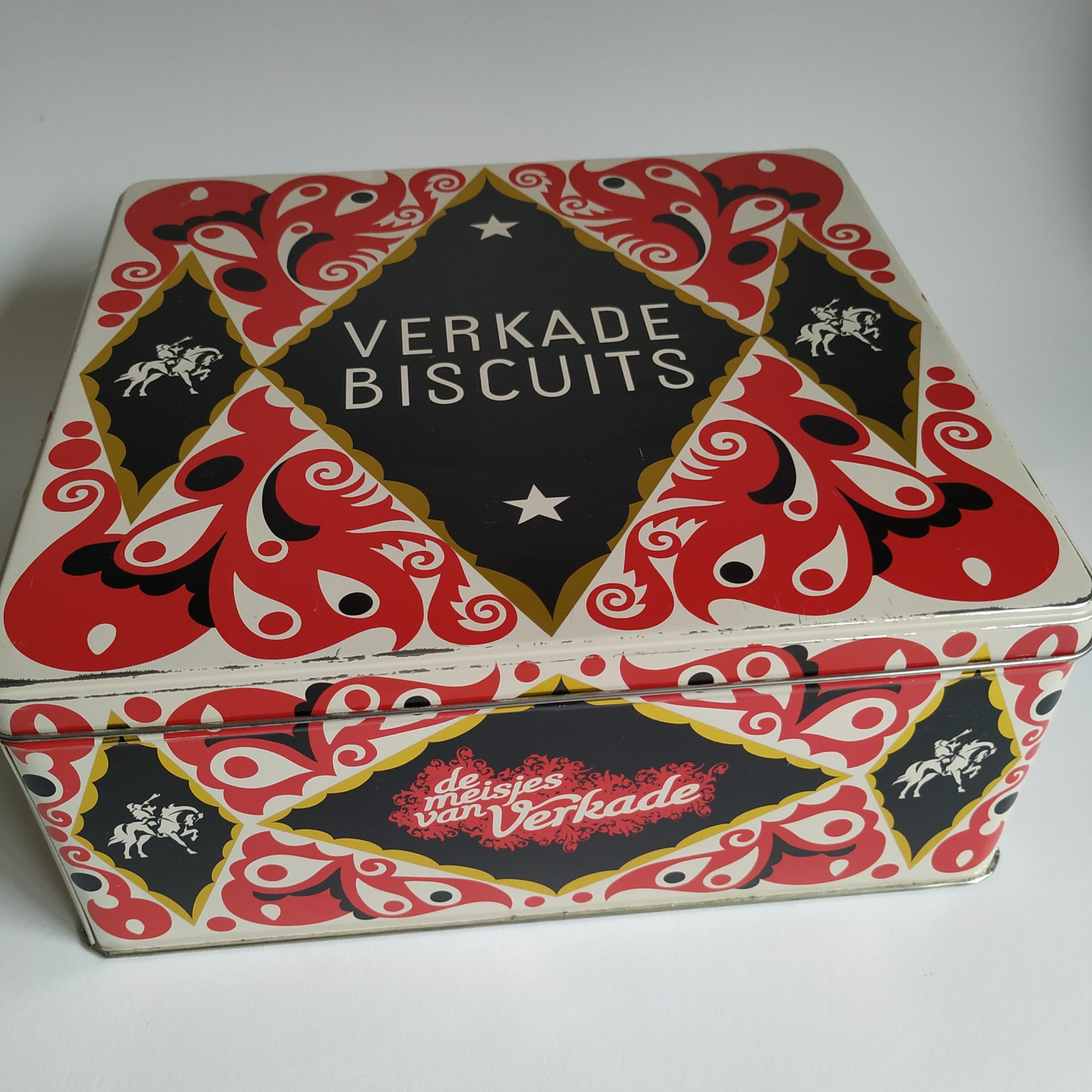 Vintage Blik / Koektrommel Verkade Biscuits Queens