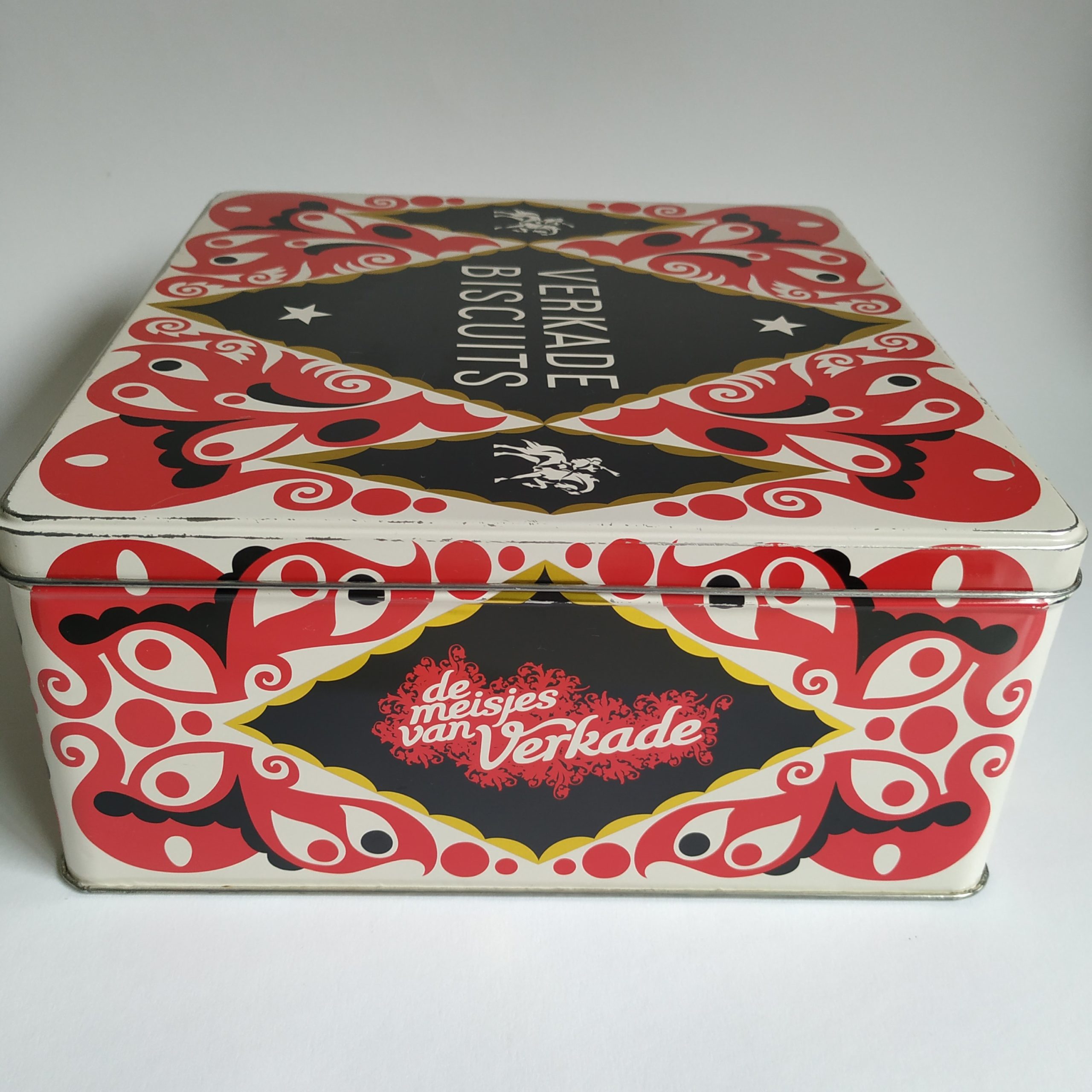 Vintage Blik / Koektrommel Verkade Biscuits Queens