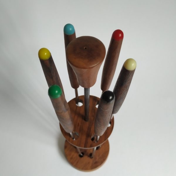 Fondue vorken – 6 stuks – in houten standaard – hoogte 28,5 cm (3)