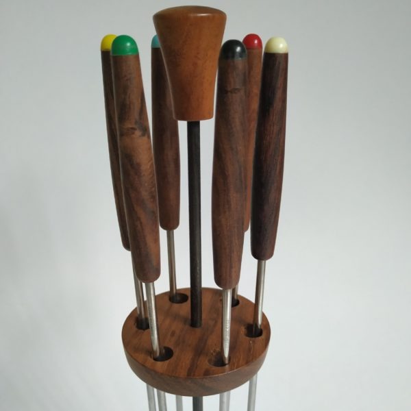Fondue vorken – 6 stuks – in houten standaard – hoogte 28,5 cm (5)