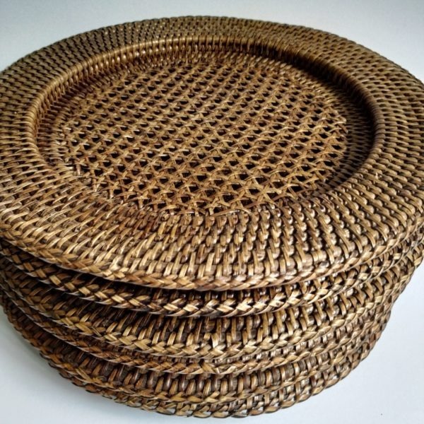 Onderborden geweven rotan – 6 stuks – diameter 32 cm – rand 5 cm (1)