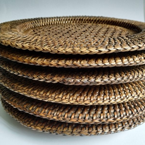 Onderborden geweven rotan – 6 stuks – diameter 32 cm – rand 5 cm (3)