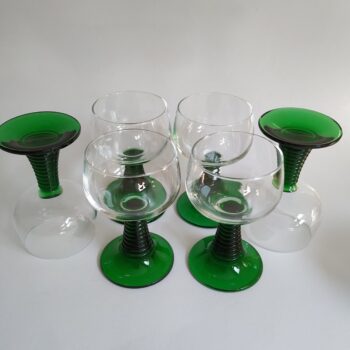 Vintage Moezel – Wijnglazen (France) met groene voet