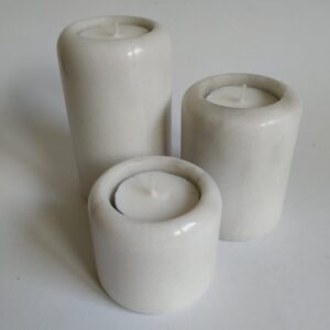 Vintage marmeren waxinelichthouders met 3 waxinelichtjes