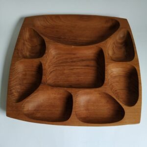 Vintage Teak Houten Schaal / Serveerbord met 8 vakken