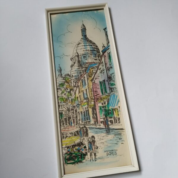 Inkt-tekening van Parijs – gesigneerd met Brigitte – 41,5 x 16,5 cm (2)