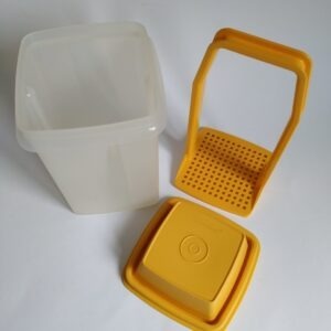 Vintage augurkenpot / tafelzurenhouder van Tupperware met zeef/lift