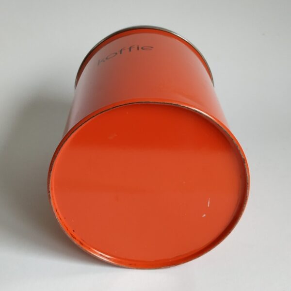 Blik Koffie (oranje) met chromen deksel – diameter 11 cm – hoogte 16 cm (2)