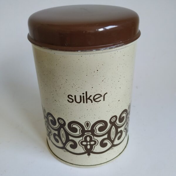 Blik Suiker – hoogte 16 cm – diameter 11 cm (1)