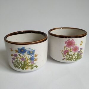 Vintage kommetjes met afbeelding van wilde bloemen