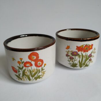 Vintage kommetjes met afbeelding van wilde bloemen