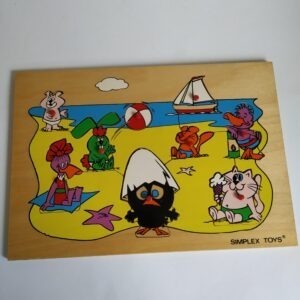 Vintage houten noppenpuzzel Calimero van Simplex Toys