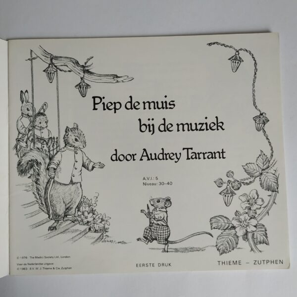 Boek Piep de muis bij de muziek door Audrey Tarrant – 1983 (2)