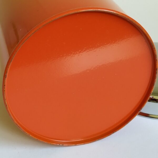 Blik suiker – oranje met chromen deksel – hoogte 16,5 cm – diameter 11 cm (4)