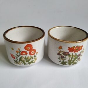 Vintage kommetjes met afbeelding van wilde bloemen