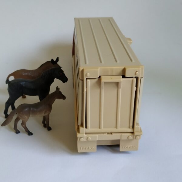 Vintage paarden trailer van Tonka met 3 paarden