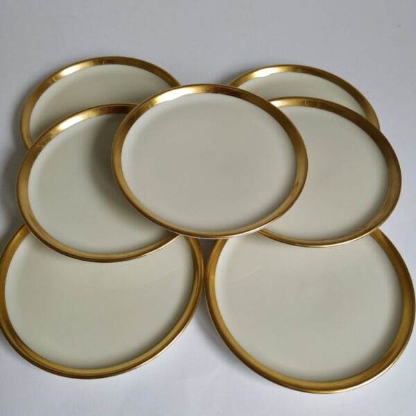 Petit Four schaaltjes Furstenberg Germany – 7 stuks – wit met gouden rand – diameter 10 cm (3)