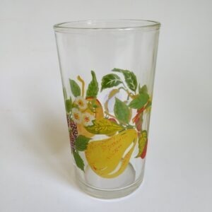 Vintage limonade glas met afbeeldingen van fruit (France)