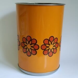 Vintage prullenbak / afvalemmer van Brabantia met bloemmotief