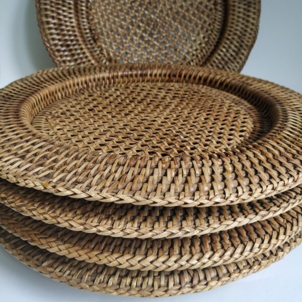 Onderborden geweven rotan – bruin – 5 stuks – diameter 32 cm (3)