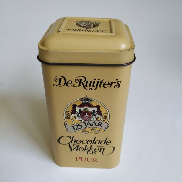 Vintage blikje van de Ruijter's 125 jaar, chocolade vlokken Puur