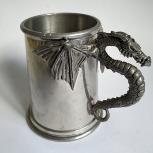 Vintage bierpul / mok van Alchemy Pewter Sheffield England met handgreep Draak