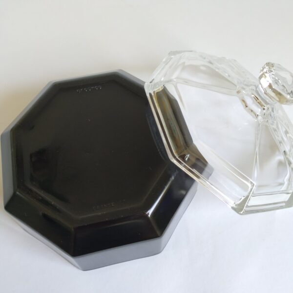 Bonbon schaaltje Arcoroc France Octime – zwart achthoekig met transparant glazen deksel – hoogte 10 cm – diameter 11,5 cm (4)