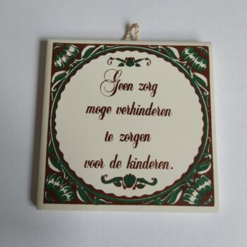Vintage spreuktegeltje, afmeting 7,5 cm x 7,5 cm