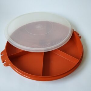 Vintage snackschaal / partyschaal van Tupperware, kleur oranje