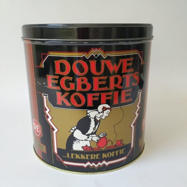 Blik – trommel Douwe Egberts Koffie (groot) diameter 22,5 cm – hoogte 22,5 cm (1)