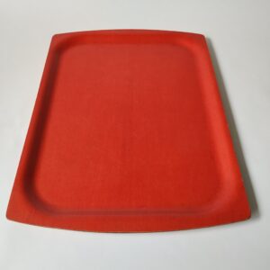 Vintage rechthoekig dienblad / serveerschaal in een mooie oranje/rode kleur