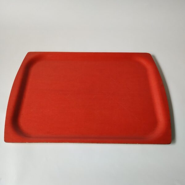 Vintage rechthoekig dienblad / serveerschaal in een mooie oranje/rode kleur