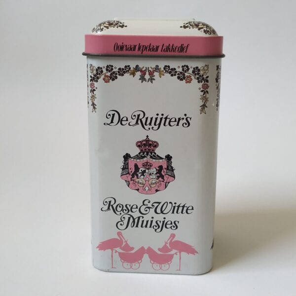 Blikje de Ruijter rose & witte muisjes – 13x7x7cm (3)