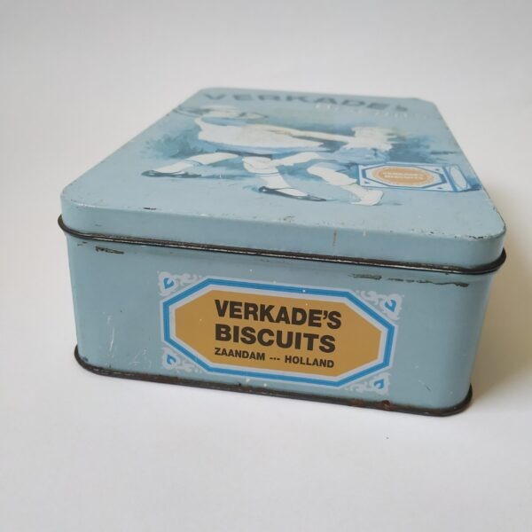 Koekblik- trommel Verkade’s Biscuits – blauw – 21 x 13,5 x 6 cm (2)