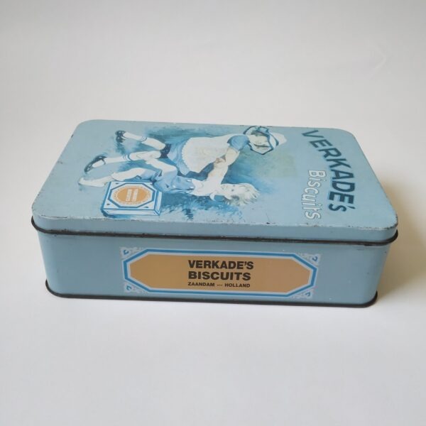 Koekblik- trommel Verkade’s Biscuits – blauw – 21 x 13,5 x 6 cm (3)