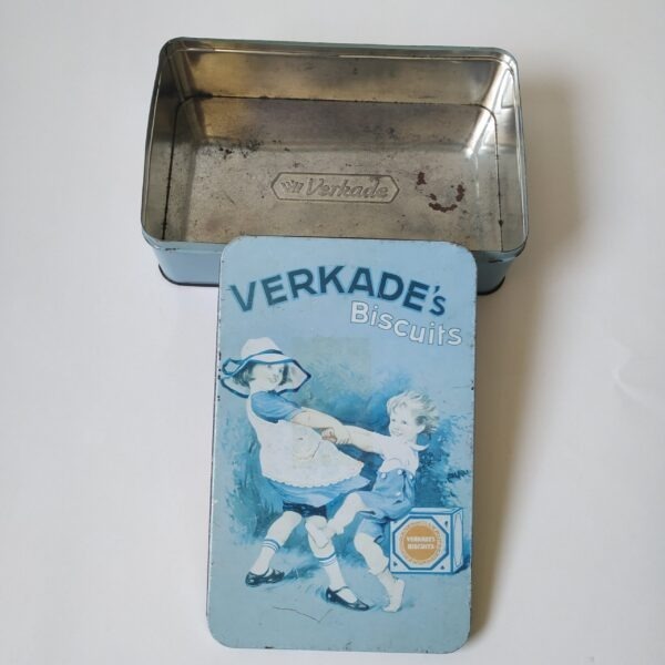 Koekblik- trommel Verkade’s Biscuits – blauw – 21 x 13,5 x 6 cm (5)