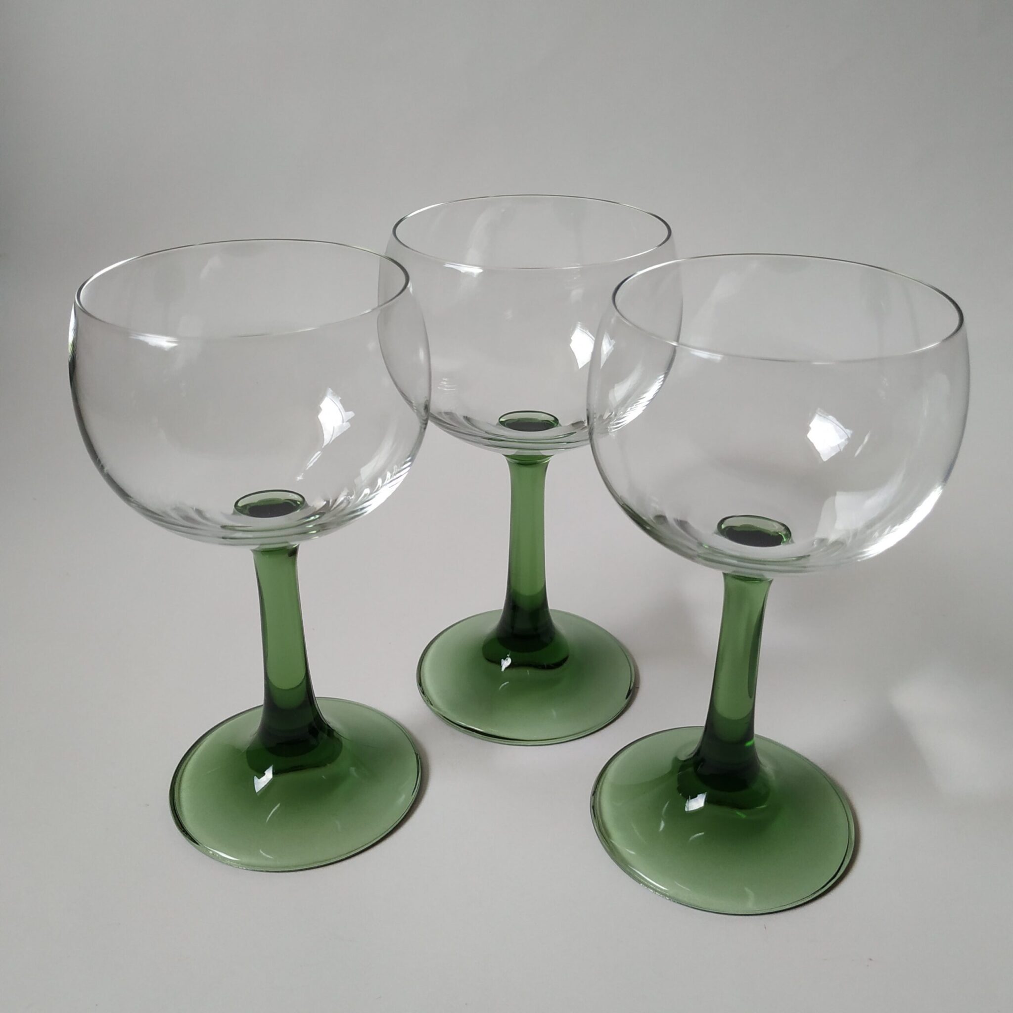 Vintage Wijnglazen met Groene Voet Queens Vintage